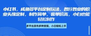 小红书咸鱼多平台定制玩法，各行各业的职业头像定制，制作简单，客单价高，小白也能轻松制作-水滴知识网
