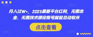 月入过W+,2025最新平台红利,无需本金、无需技术绑定账号就能自动收米-水滴知识网