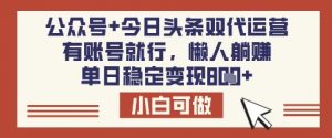 公众号+今日头条双代运营,有账号就行,单日稳定变现8张【揭秘】-水滴知识网