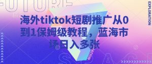 海外tiktok短剧推广从0到1保姆级教程,蓝海市场日入多张-水滴知识网