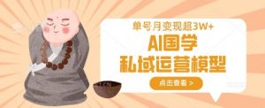 AI国学私域运营模型,单号月变现过W-水滴知识网