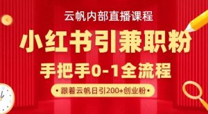 云帆内部直播课,小红书引流兼职粉教程,日引500+月变现过W-水滴知识网