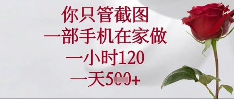你只管截图,一部手机在家操作,一小时120.一天5张【揭秘】-水滴知识网