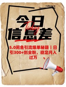 5.0闲鱼引流爆单秘籍,日引300+创业粉,稳定月入过W-水滴知识网