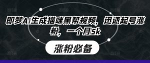 即梦AI生成猫咪黑帮视频,迅速起号涨粉,一个月5k-水滴知识网