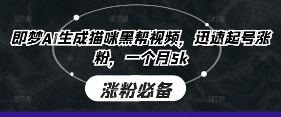 即梦AI生成猫咪黑帮视频,迅速起号涨粉,一个月5k-水滴知识网
