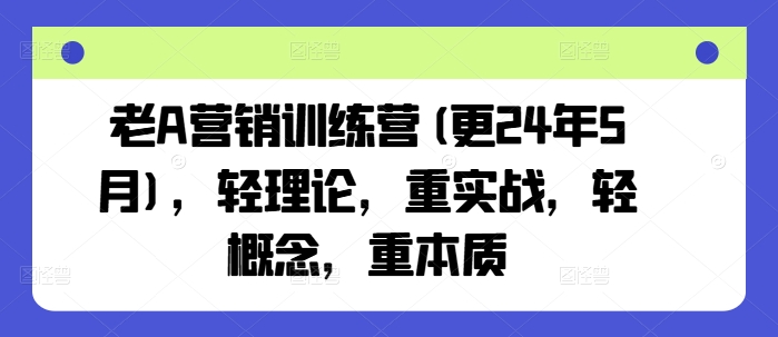 老A营销训练营(更25年3月),轻理论,重实战,轻概念,重本质-水滴知识网