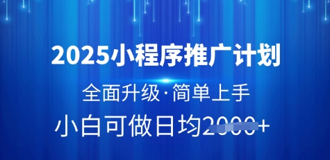 2025小程序推广计划，全面升级，简单上手，日均多张【揭秘】-水滴知识网