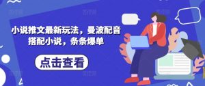 小说推文最新玩法，曼波配音搭配小说，条条爆单-水滴知识网