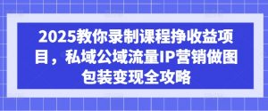 2025教你录制课程挣收益项目，私域公域流量IP营销做图包装变现全攻略-水滴知识网