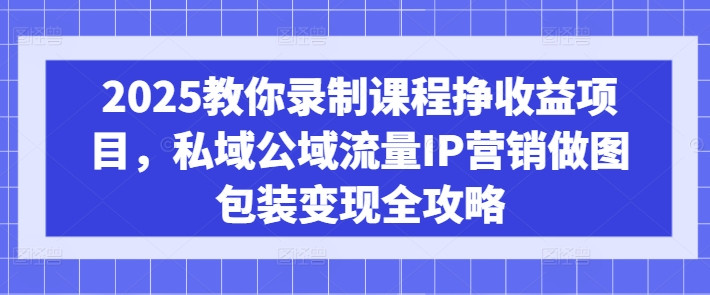 2025教你录制课程挣收益项目，私域公域流量IP营销做图包装变现全攻略-水滴知识网