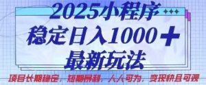 2025小程序稳定日入1k,最新玩法项目长期稳定,短期是利,人人可为,变现快且可观【揭秘】-水滴知识网