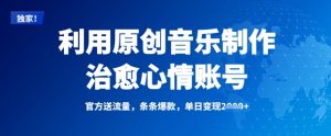 利用原创音乐制作治愈心情账号,条条爆款,单日变现多张-水滴知识网