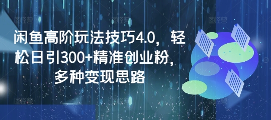 闲鱼高阶玩法技巧4.0,轻松日引300+精准创业粉,多种变现思路-水滴知识网