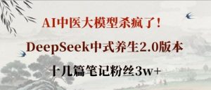 AI中医大模型杀疯了!DeepSeek中式养生2.0版本,十几篇笔记粉丝3w+-水滴知识网