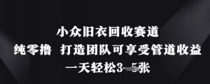 小众旧衣回收赛道，纯零撸 打造团队可享受管道收益，一天轻松3张-水滴知识网