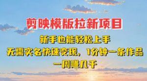 剪映模板拉新项目：新手也能轻松上手，无需实名，快速变现，一分钟一条作品，一周挣几k-水滴知识网