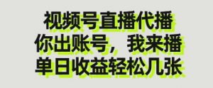 视频号直播代播，你出账号我来播，单日收益轻松几张【揭秘】-水滴知识网