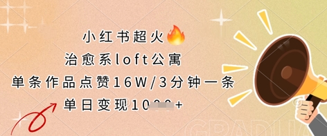 小红书超火的治愈系loft公寓,单条作品点赞16W,3分钟一条,单日变现数张-水滴知识网
