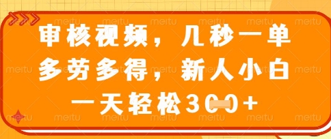 最新审核视频,几秒一单,多劳多得,新人小白一天轻松3张【揭秘】-水滴知识网
