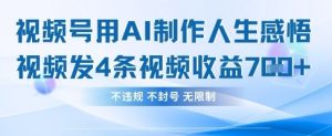 用AI做人生感悟视频，4条视频当天收益782-水滴知识网