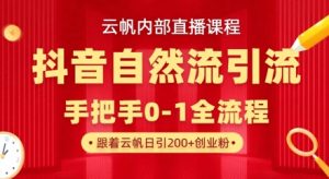 【云帆内部直播课】抖音最新自然模版引流玩法,单号单日引300+精准创业粉-水滴知识网