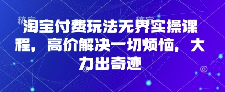 淘宝付费玩法无界实操课程,高价解决一切烦恼,大力出奇迹-水滴知识网