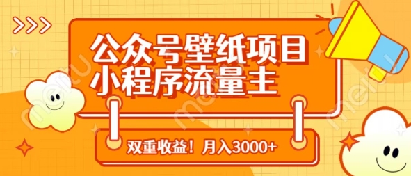 公众号壁纸项目，小程序流量主双收益，月入3000+-水滴知识网