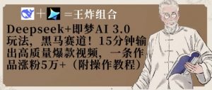 Deepseek+即梦AI3.0玩法，黑马赛道！15分钟输出高质量爆款视频，一条作品涨粉5W+-水滴知识网