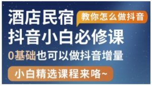 抖音本地生活酒店民宿运营，0基础也可以做抖音增量-水滴知识网