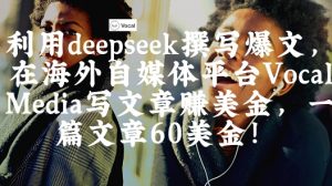出海搞钱!利用deepseek撰写爆文,在海外自媒体平台Vocal Media写文章挣美金,一篇文章60刀-水滴知识网