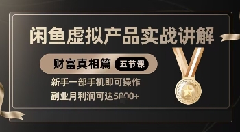 精品!闲鱼虚拟产品实战讲解,新手一部手机即可操作,副业月利润可达5k+-水滴知识网