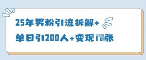 25年男粉引流拆解+单日引200人+变现多张-水滴知识网