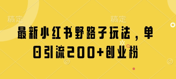 最新小红书野路子玩法,单日引流200+创业粉-水滴知识网