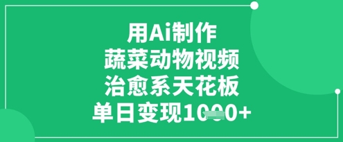 用Ai制作蔬菜动物视频，治愈系天花板，单日变现1k-水滴知识网