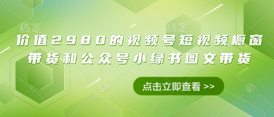 价值2980的视频号短视频橱窗带货和公众号小绿书图文带货-水滴知识网