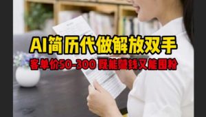 AI简历代做解放双手，客单价50-300不等，既能挣钱又能囤粉-水滴知识网
