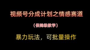 视频号分成计划之情感赛道暴力玩法，可批量操作，保姆级教学-水滴知识网
