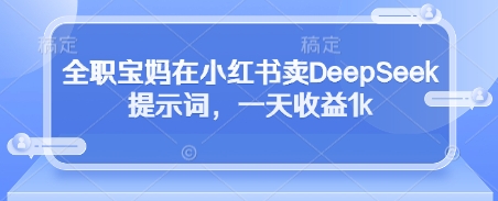 全职宝妈在小红书卖DeepSeek提示词,一天收益1k-水滴知识网