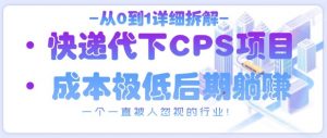 从0到1详细拆解快递代下CPS项目,一个一直被人忽视的行业!-水滴知识网