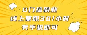 0门槛副业，线上兼职30一小时，有一部手机即可操作【揭秘】-水滴知识网