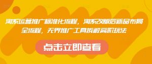 淘系运营推广标准化流程，​淘系改版后新品布局全流程，无界推广工具拆解高阶玩法-水滴知识网