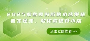 2025新版原创微信小店带货者实操课,教你微信开小店-水滴知识网