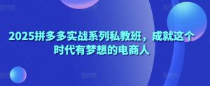 2025拼多多实战系列私教班,成就这个时代有梦想的电商人-水滴知识网