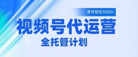 视频号代运营2.0，全程托管招募，单月轻松变现5k【揭秘】-水滴知识网