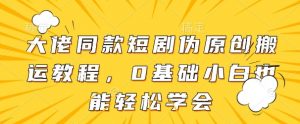 大佬同款短剧伪原创搬运方法,0基础小白也能轻松学会-水滴知识网