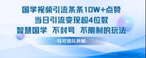 国学视频引流条条10W+点赞当日引流变现超4位数-水滴知识网