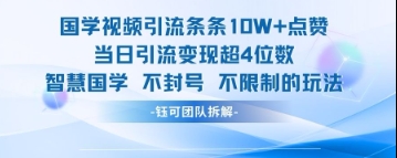 国学视频引流条条10W+点赞当日引流变现超4位数-水滴知识网