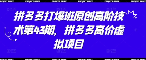 拼多多打爆班原创高阶技术第43期,拼多多高价虚拟项目-水滴知识网