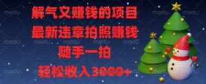 解气又挣钱的项目，最新违章拍照挣钱，随手一拍，轻松收入数张【揭秘】-水滴知识网